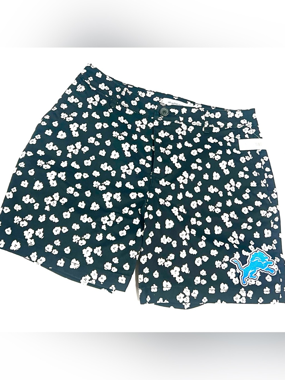 Detroit Lions Football women Floral Pop Black Shorts